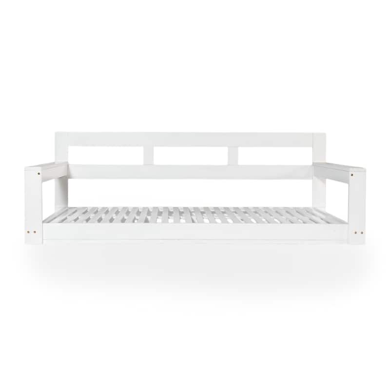 Patio Wooden Porch Swing Daybed Frame, Garden Swing Bench Chair with 4 Hanging Ropes (Cushions and pillows not included)
