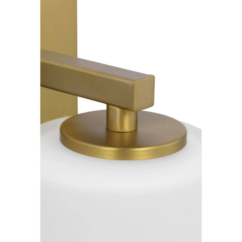 Vertex Collection One-Light Brushed Gold Etched White Glass Contemporary Bath Light - 4.75 in x 6.25 in x 7.5 in