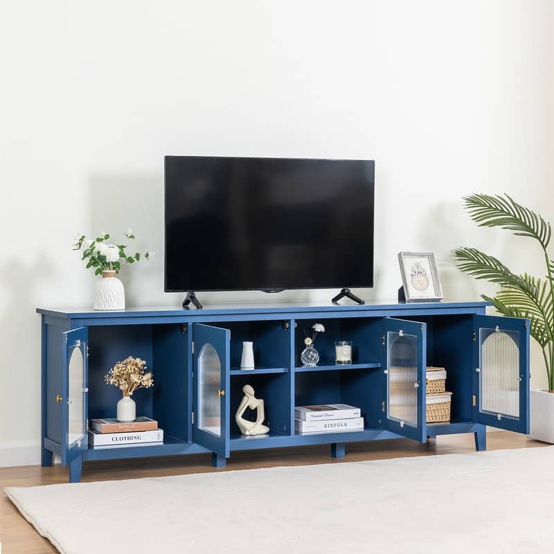 Modern Entertainment Center TV stand with Glass Door, for up to 70" TV