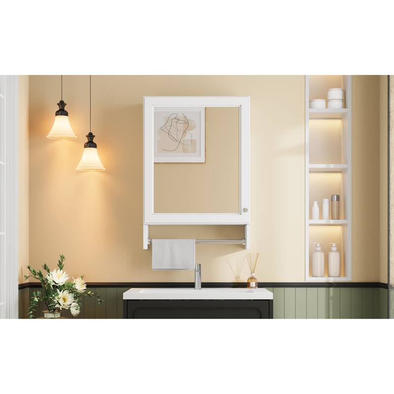 3-in-1 Mirror Cabinet,20"Wall Mounted Medicine Cabinet with Adjustable Shelf & Soft Close Door,High-Define Mirror with Storage
