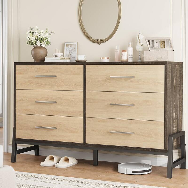 6 Dresser for Bedroom, 52" Wide Dresser, Wide Drawer with Storage Freestanding - Black