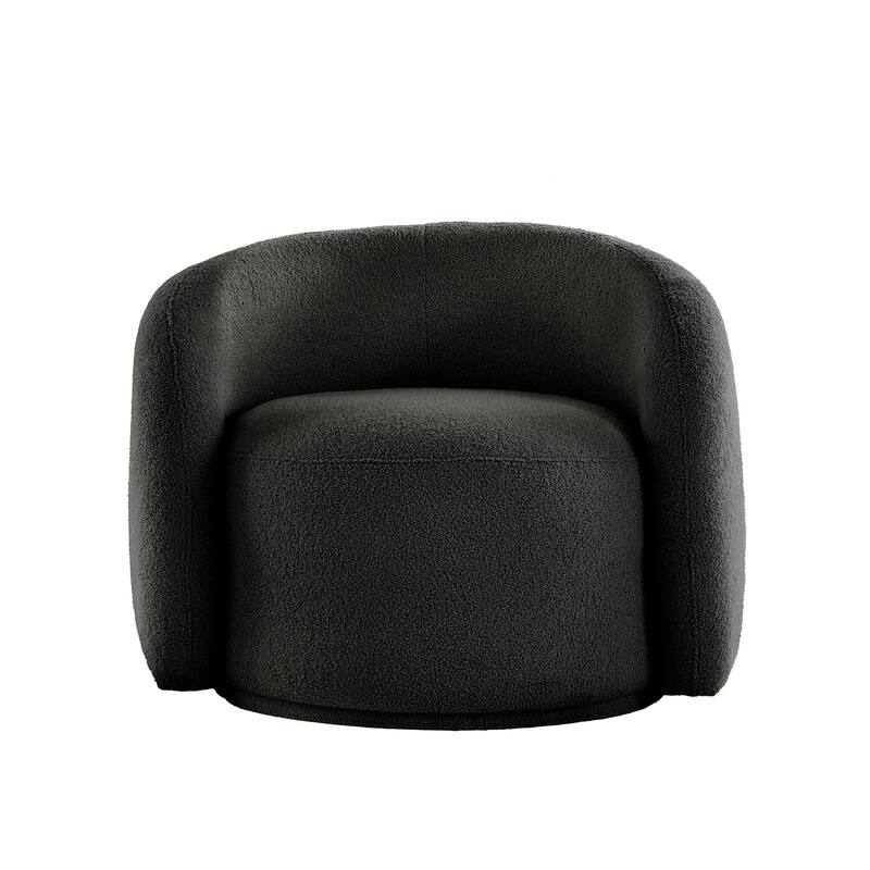 Willits Boucle Accent Chair with Cloud-Like Curved Design and Furry Channel Pillow by iNSPIRE Q Modern
