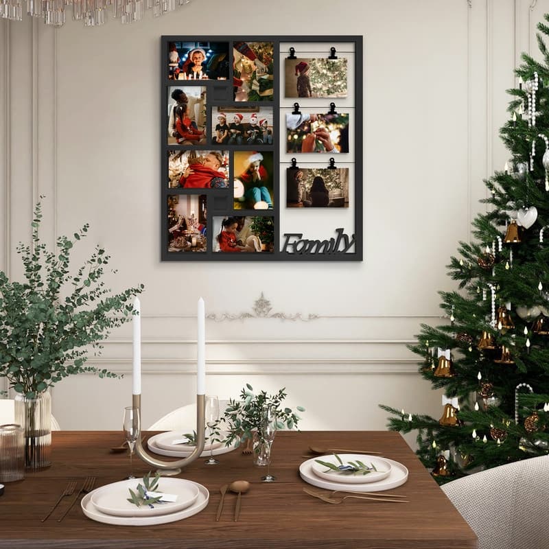 11 Opening Multi Compartment Display Photo Frame - Black