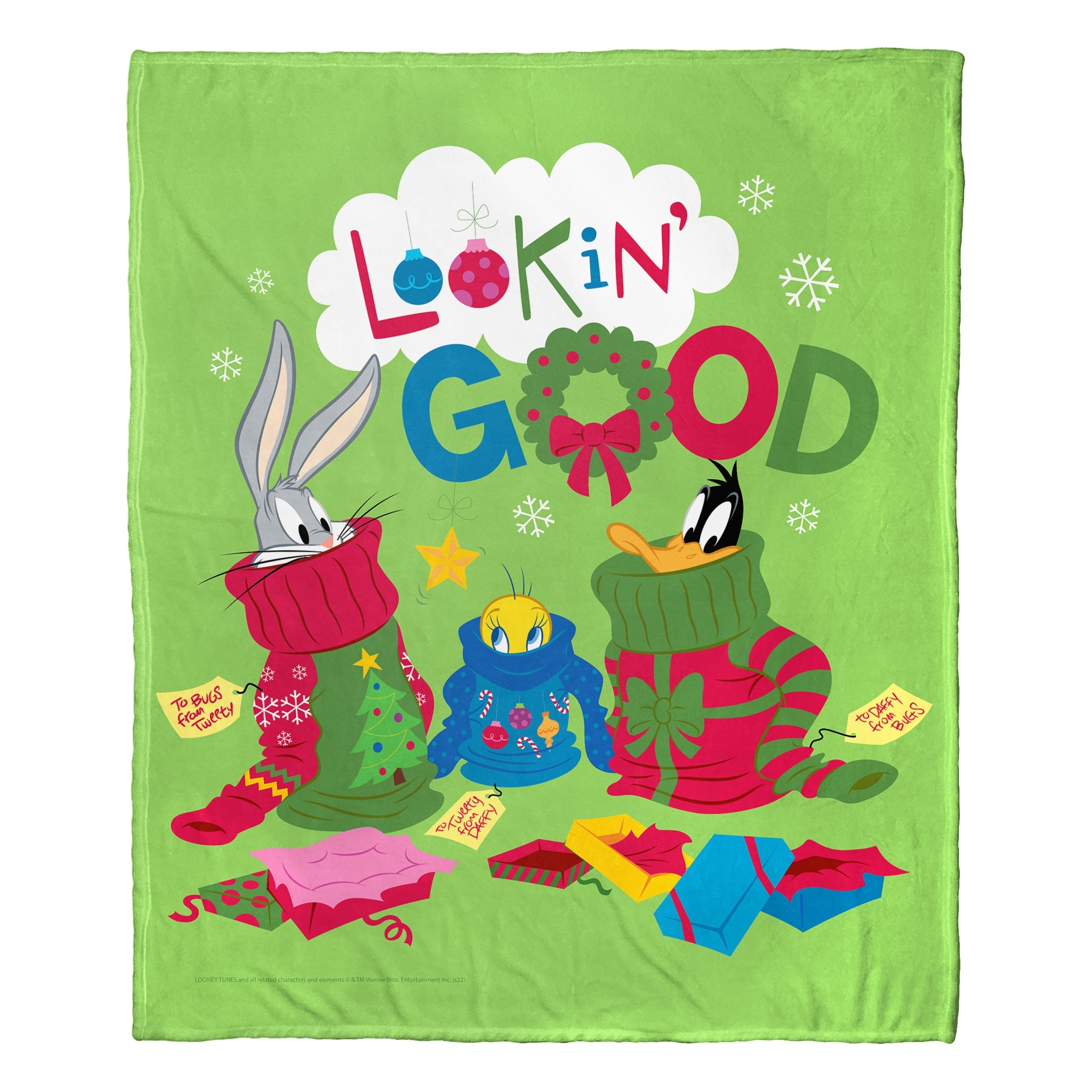 Warner Brothers Looney Tunes Christmas Drip Silk Touch Throw Blanket