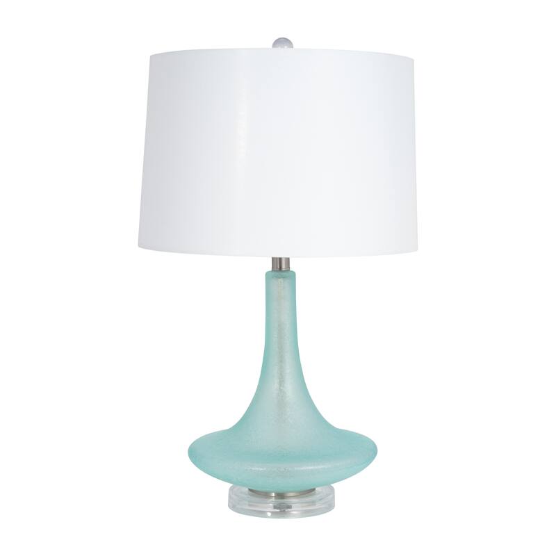Sagebrook Home Modern Coastal Glass Table Lamp, Green Finish, Made with Glass, Metal, Linen, and Acrylic - 15" x 15" x 26"