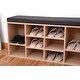 preview thumbnail 4 of 3, Natural Wooden Shoe Cubicle Storage Entryway Bench with Soft Cushion for Seating