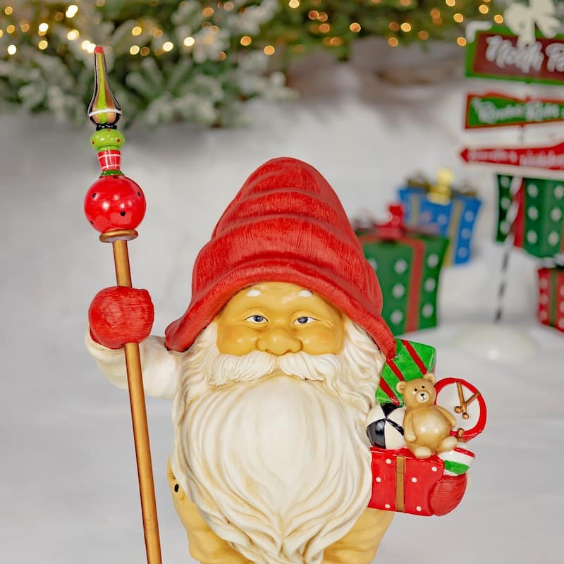 Set of Two 27.5" Tall Santa Gnomes Statues - 23.76"x24.65"x17.4"