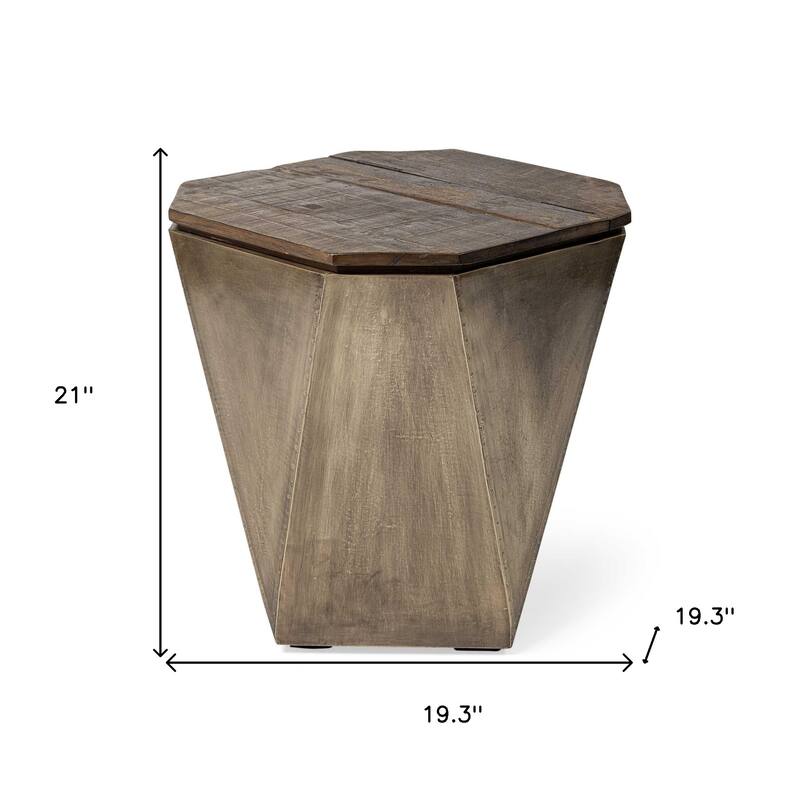HomeRoots 21" Brown Solid Wood End Table - 19.3' X '21' X '19.3