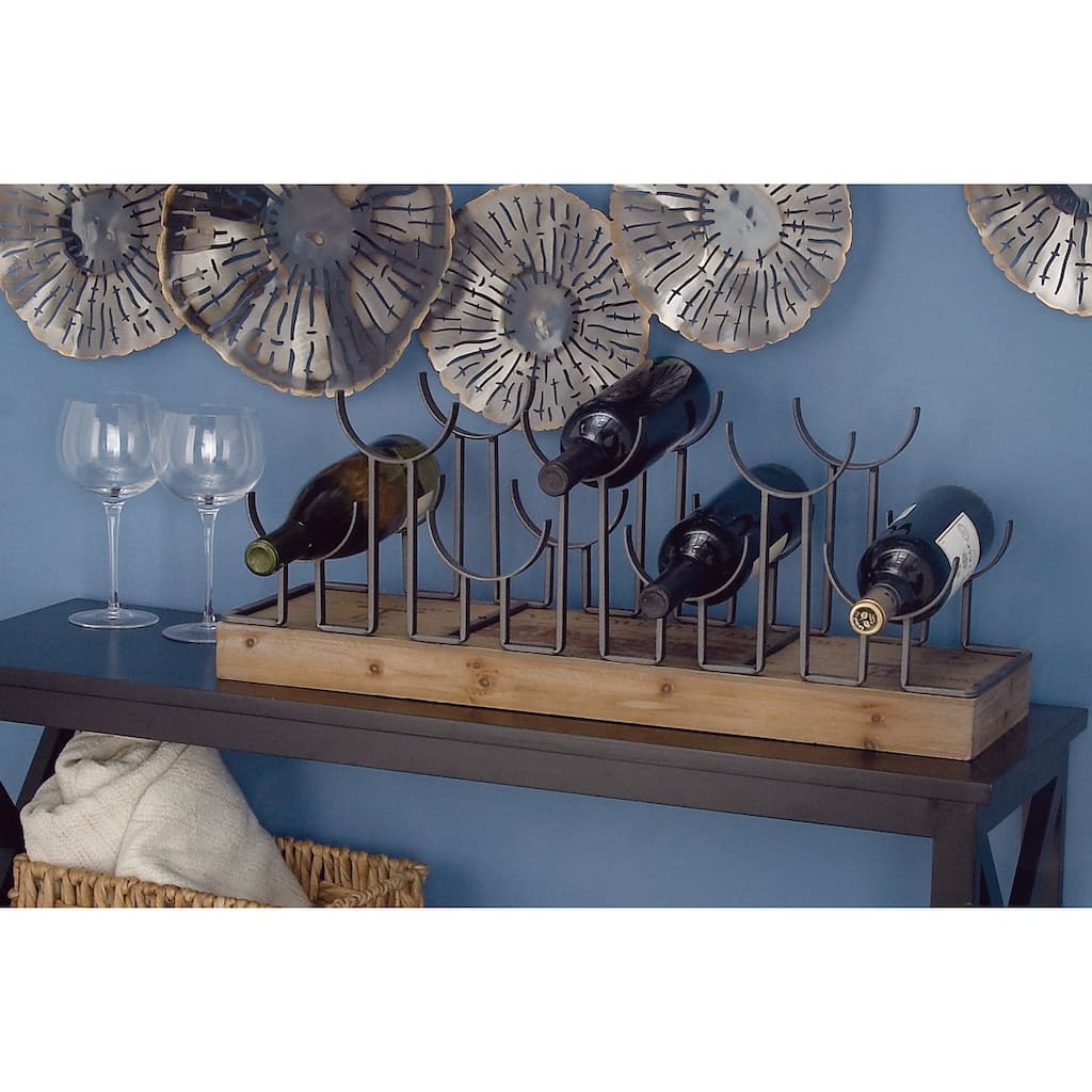 Brown Iron Industrial Wine Rack 10 x 26 x 7 - 26 x 7 x 10