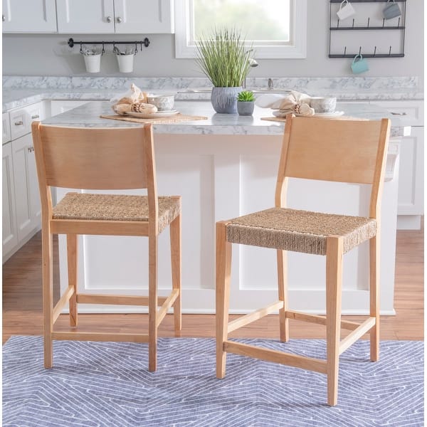 slide 2 of 16, Caelan Seagrass 24-Inch Counter Stool (Set of 2) Natural
