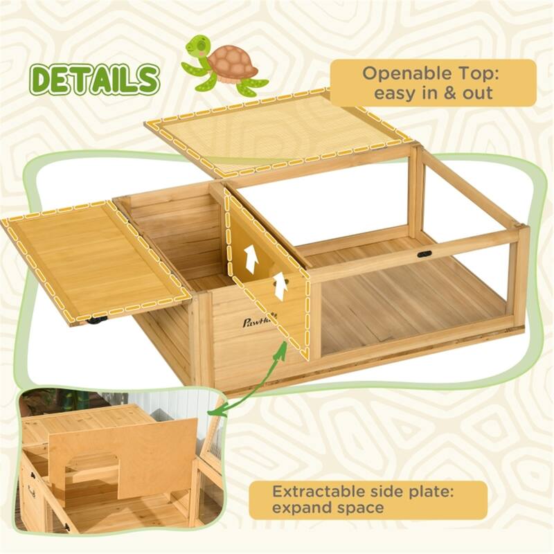 Turtle Cage with Solid Cedar Wood and Suitable for Small Animals - 35.75" L x 23.75" W x 12.5" H