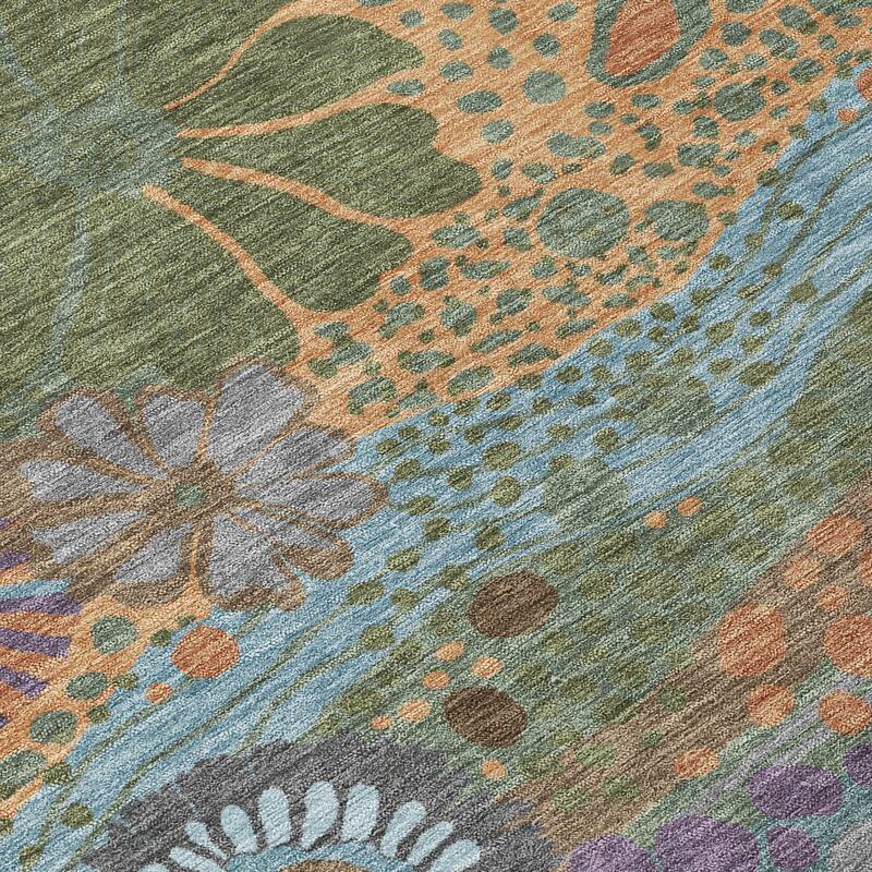 Machine Washable Indoor/ Outdoor Whimsy Floral Chantille Rug