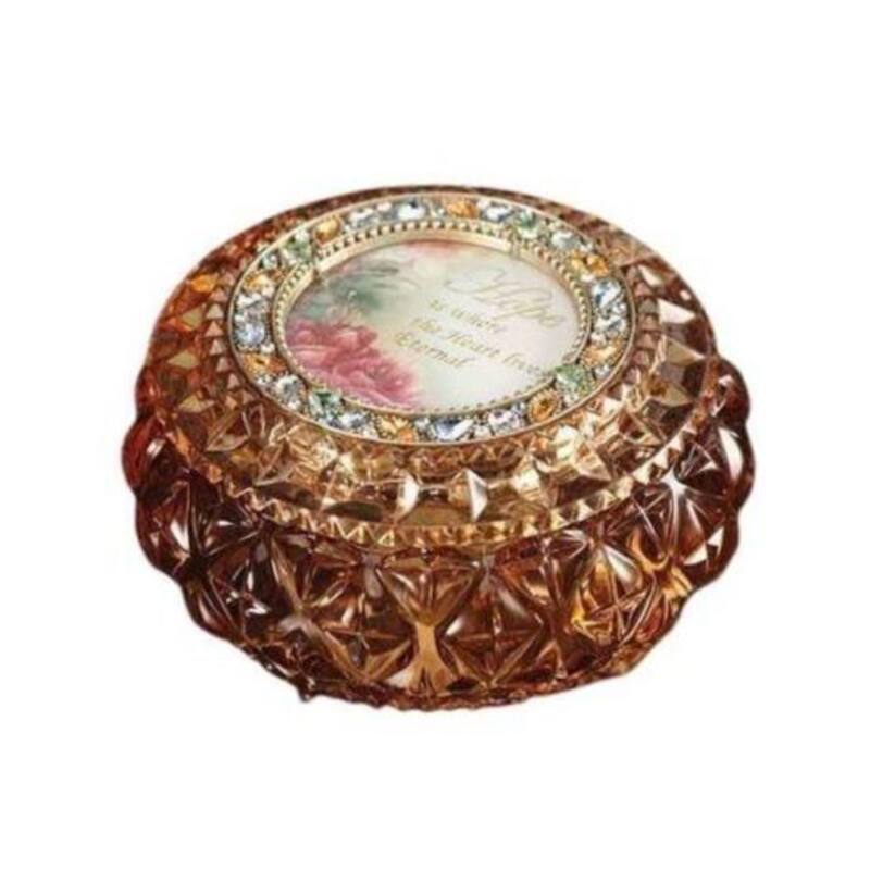 Set of 4 Amber Round Decorative Jewelry Music Boxes
