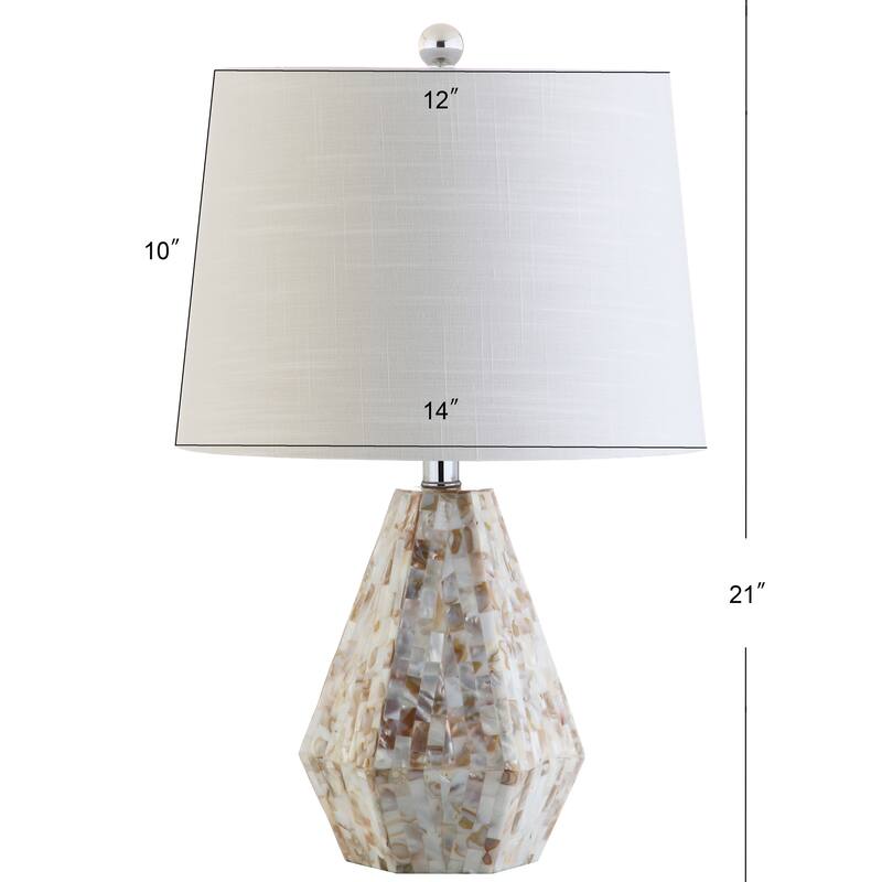 JONATHAN Y Jocelyn 21" Seashell LED Table Lamp, Natural Ivory (Set of 2)