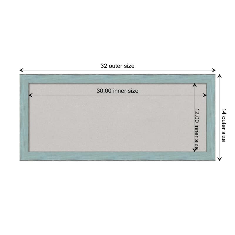Sky Blue Rustic Wood Framed Grey Corkboard Bulletin Board - Board Size 30x12
