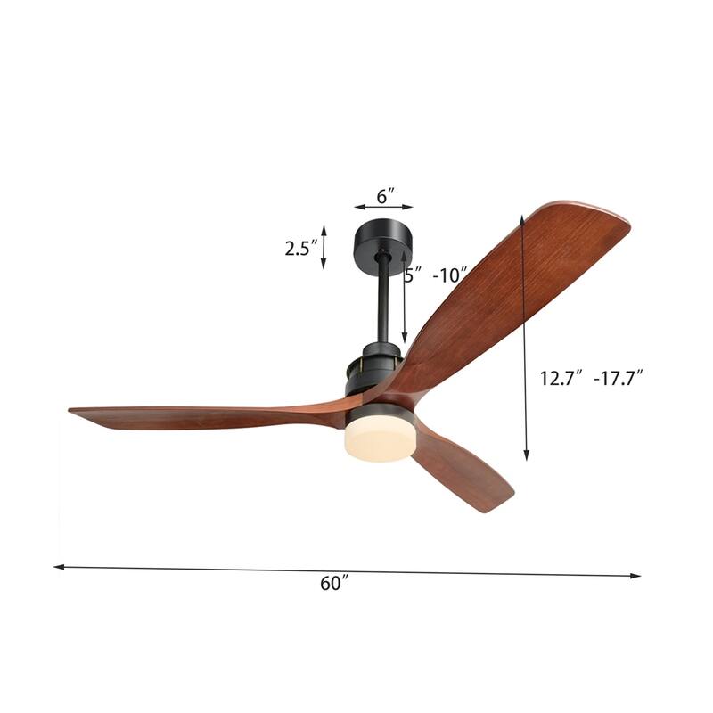 60"Ceiling Fan Light with 3 Wood Blade