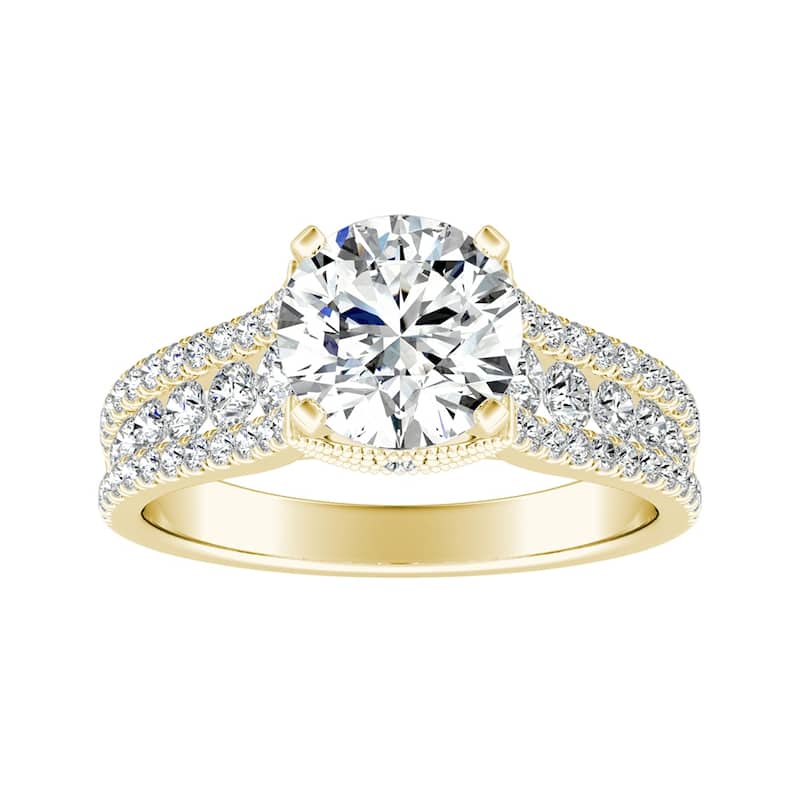 Auriya 14k Gold Vintage 1/2ct Moissanite and Diamond Engagement Ring 5/8ctw