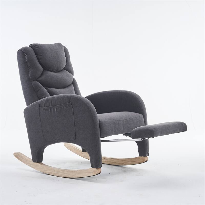 Ergonomic Fabric Nursery Rocking Chair With Adjustable Footrest