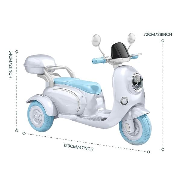 dimension image slide 1 of 2, 12V Kids Ride On Motorcycle with Bluetooth Music, EVA Wheels, and Shock Absorption - Perfect for Outdoors