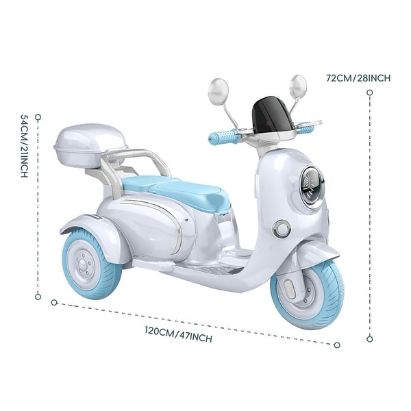 Kids Electric Motorcycle Girls Electric Scooter with Bluetooth Music 3 Wheels Ride On Moped with Storage Box Seat for 2 Kids On Sale Bed Bath Beyond 41567983