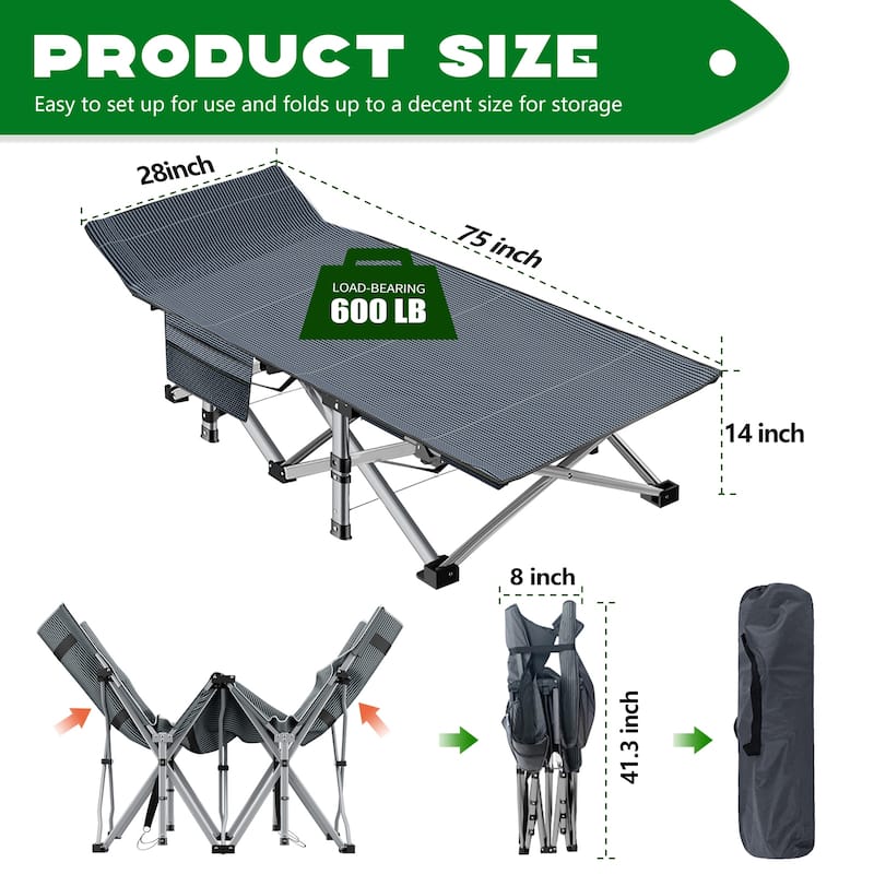 DoCred Portable Folding camping Bed with Mattress, Guest Cot Bed，2PCS - 75"