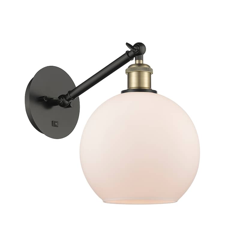 Innovations Lighting 317-1W-14-8 Athens Sconce Athens 14" Tall Wall - Black Antique Brass / Matte White