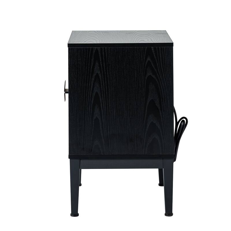Apakah Modern 25"Tall 2-Drawer Nightstand with Charging Station and Adjustable Legs Set of 2 by HULALA HOME