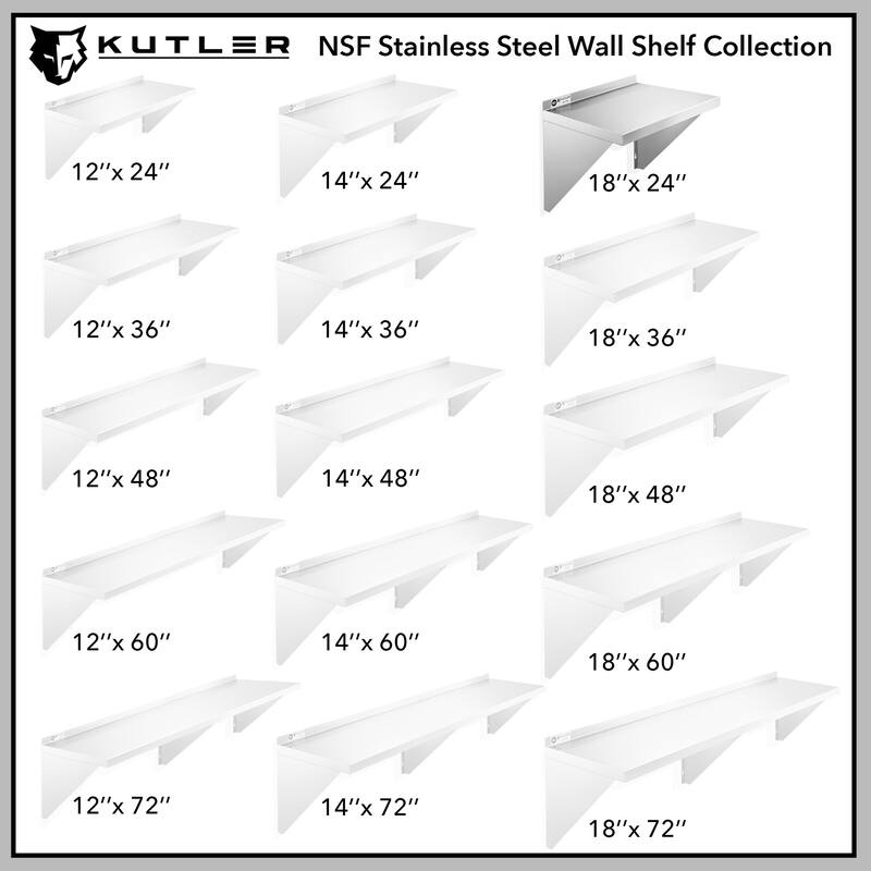 Stainless Steel Shelf NSF Commercial Kitchen Wall Shelving