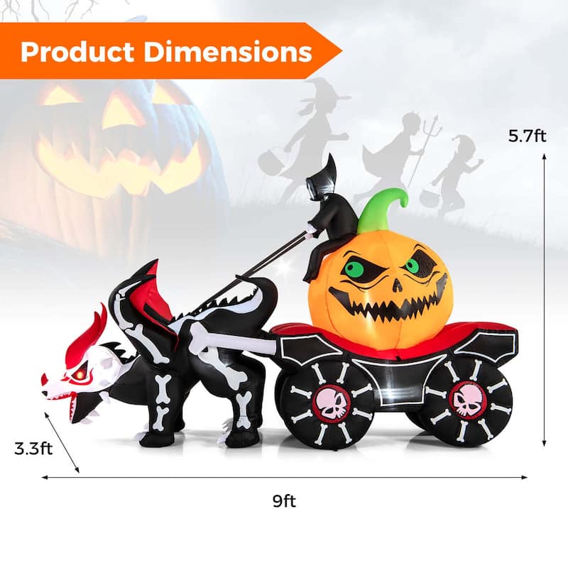 Costway 9 FT Long Halloween Inflatable Decoration Grim Reaper Driving - See Details