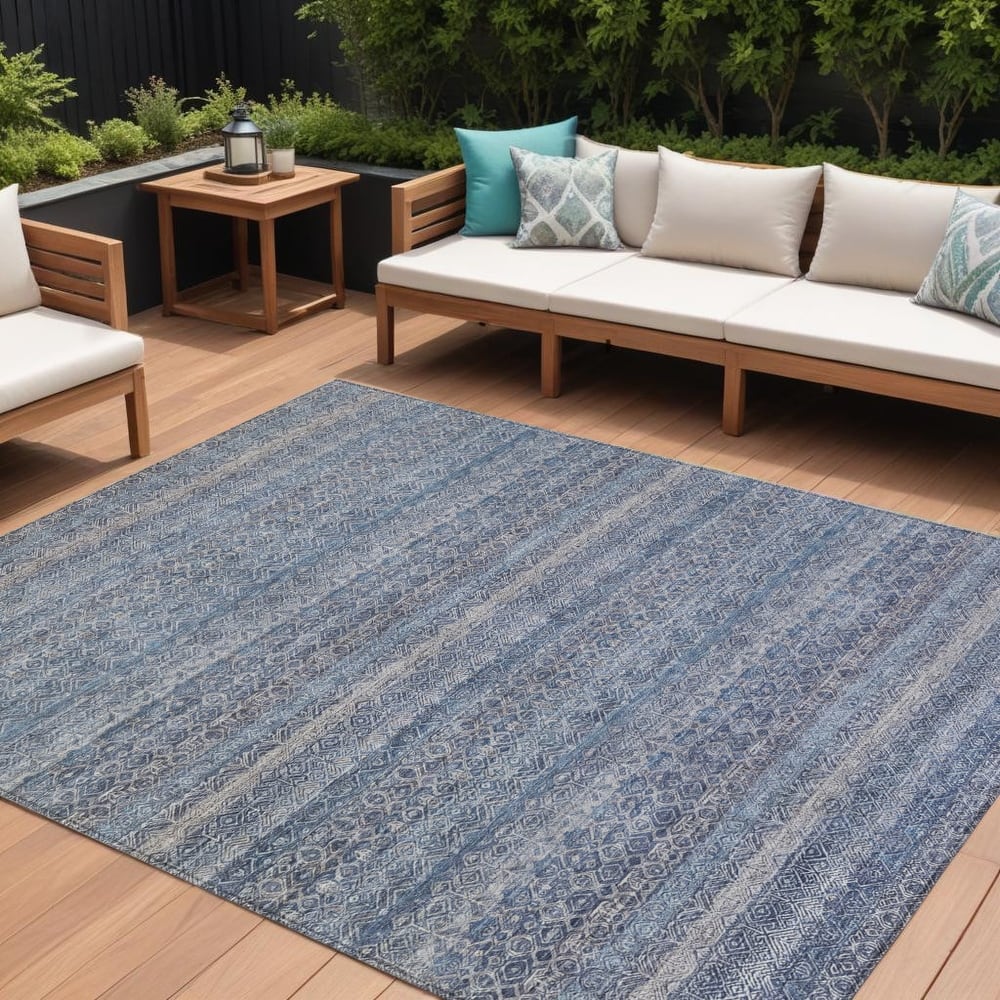 HomeRoots Striped Transitional Rectangle Outdoor Rug