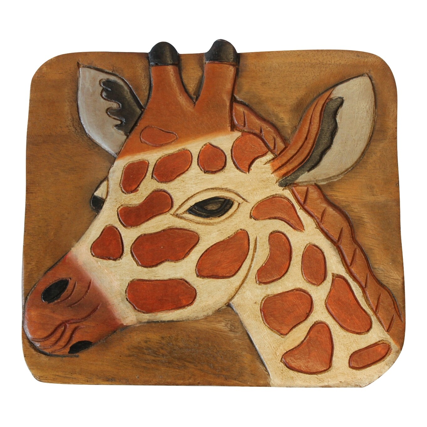 Shop Giraffe Jungle Animal Carved Stained Wood Step Stool Painted