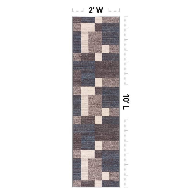 World Rug Gallery Modern Boxes Design Non-slip (Non-skid) Area Rug