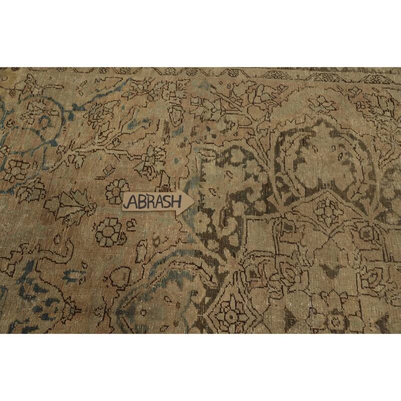 Hand Knotted Oriental 100% Wool Carpet Traditional Floral Brown Heriz Area Rug - 12' 1'' X 8' 5''