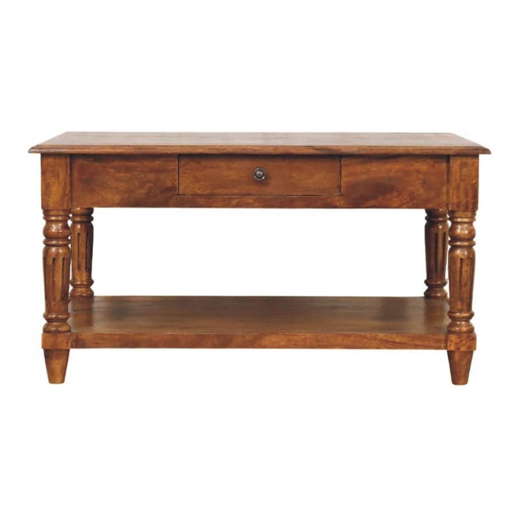 Artisan Furniture Solid Wood Turned legs Chestnut 2 Drawer Coffee Table
