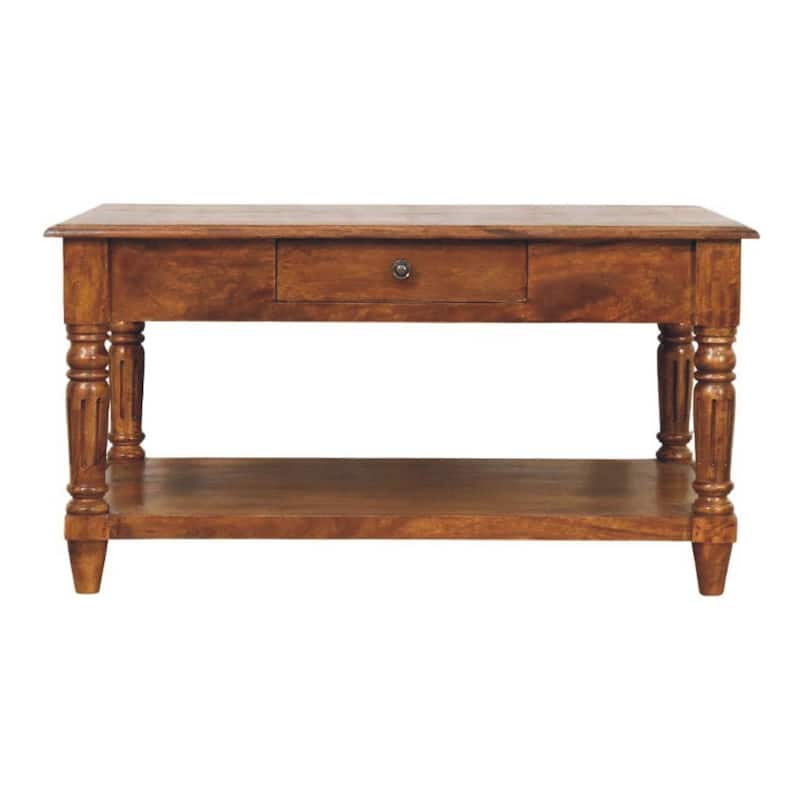 Artisan Furniture Solid Wood Turned legs Chestnut 2 Drawer Coffee Table