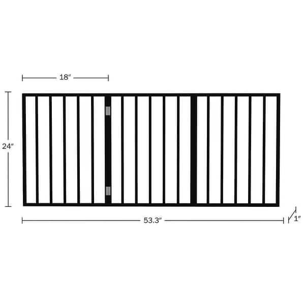 dimension image slide 2 of 5, 3-Panel Indoor Foldable Dog Gate - 54x24-Inch Wood Freestanding Pet Fence