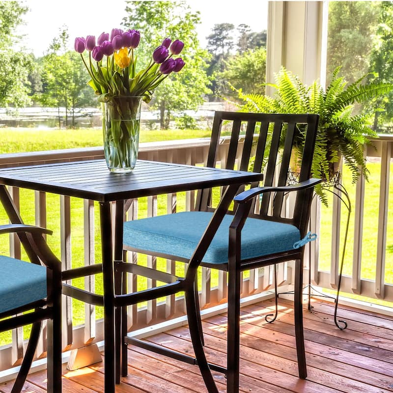 Aoodor Outdoor Dining Chair Cushions Set of 4, Outdoor Chair Pads with Ties, 20 x 19 inch - 20"x19"