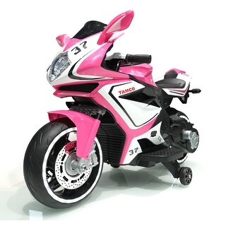 Kids'12V Ride-On Motorcycle with Training Wheels & Entertainment, Holiday Gift