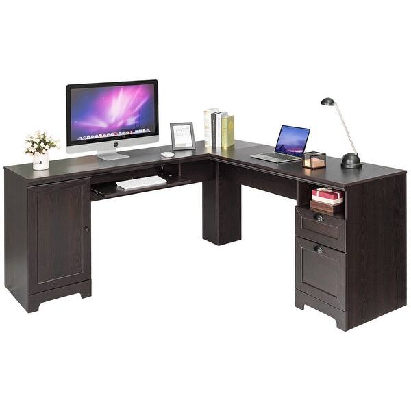 Shop Costway L Shaped Corner Computer Desk Writing Table Study