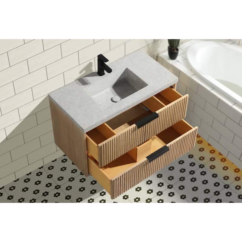 Ari Bath San Diego 36" Floating Bathroom Vanity Weathered Fir