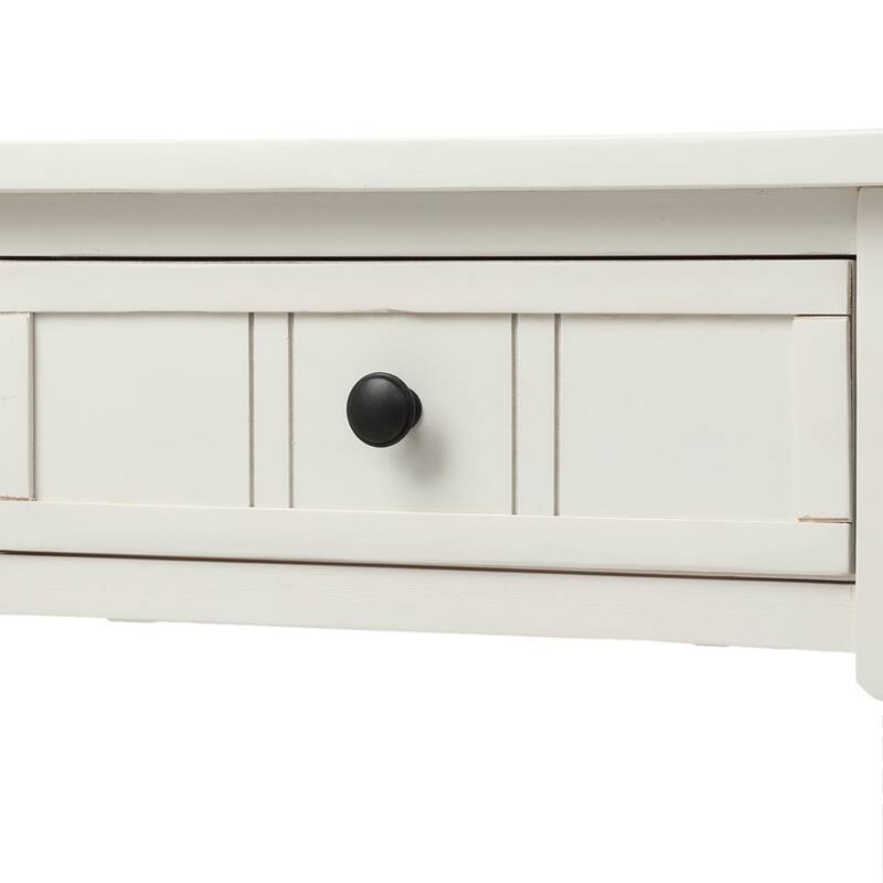 Daisy Series Farmhouse Console Table Solid Wood 2 Drawers Bottom Shelf Entryway