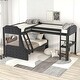 Twin-Over-Full Velvet L-Shaped Triple Bunk Bed with a Twin Size Loft ...