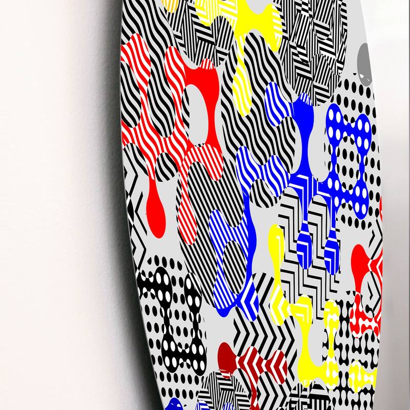 Designart 'Geometric Modern Pattern In Blue Yellow And Red' Modern