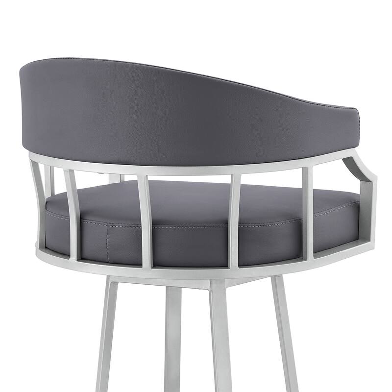 Palmdale Faux Leather and Metal Upholstered Swivel Counter or Bar Stool