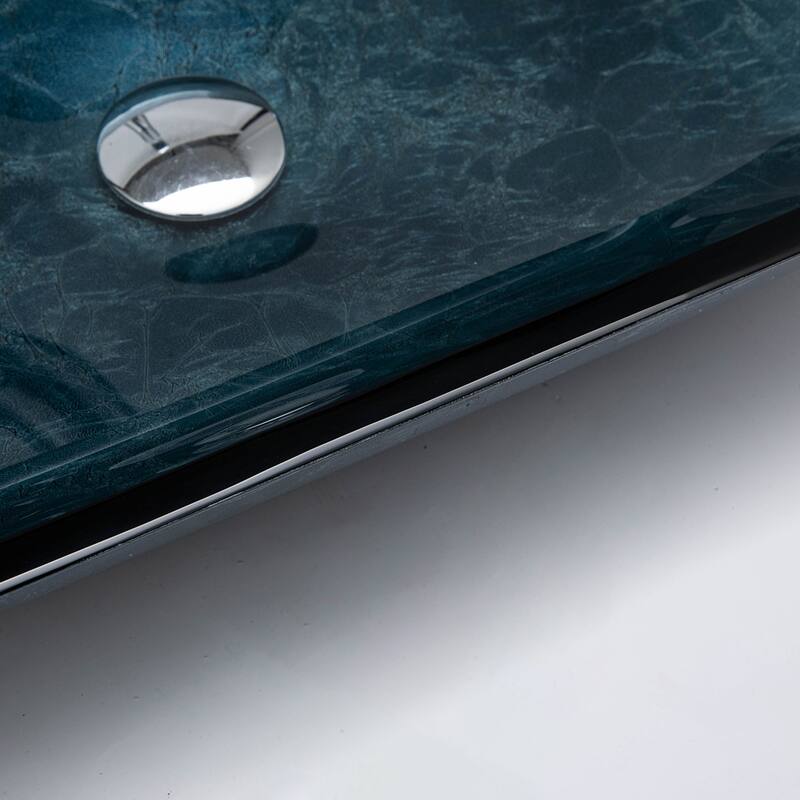 Vinnova Glass Rectangular Vessel Bathroom Sink without Faucet