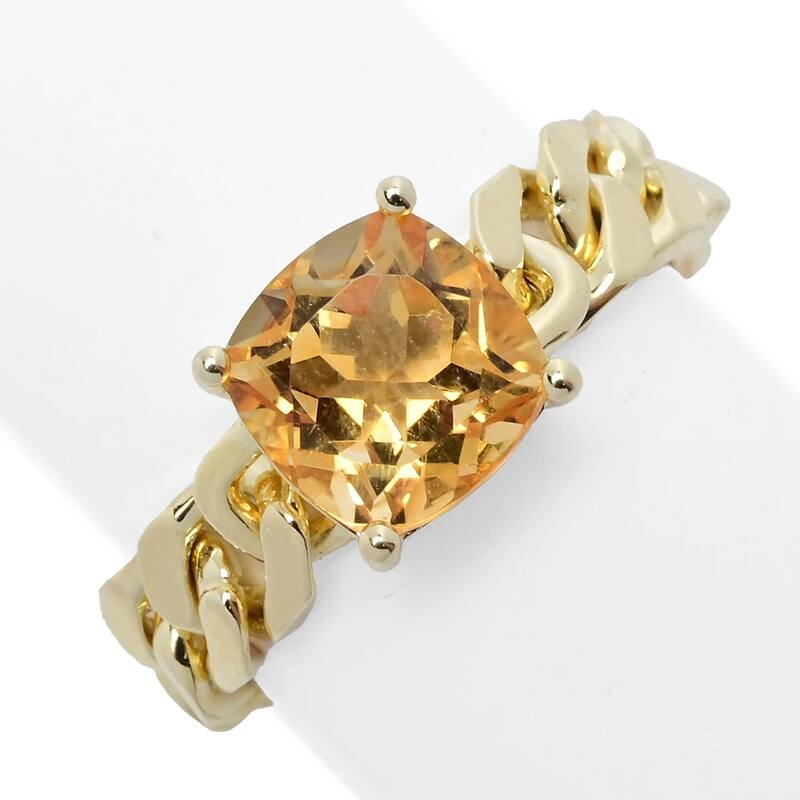18K Yellow Gold Over Sterling Silver 8mm Cushion Citrine Ring