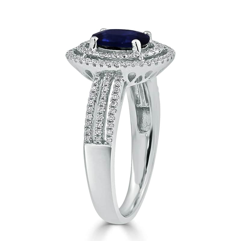 Auriya 18k Gold 1.04ct Oval Sapphire Halo Diamond Engagement Ring 1/4ct TDW