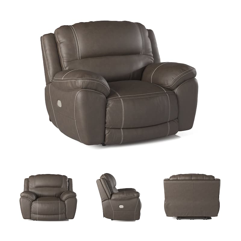 Signature Design by Ashley Dunleith Brown Leather Power Zero Wall Recliner