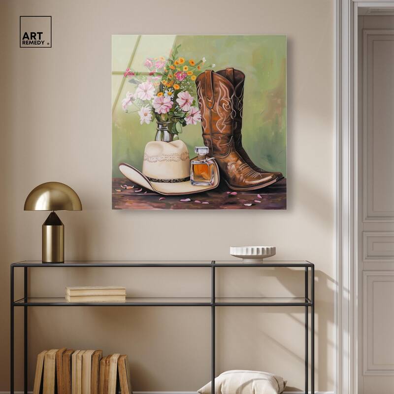 Spring Green Cowboy Necessities Acrylic by Art Remedy, Ready to Hang