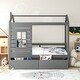 preview thumbnail 20 of 25, House Bed Wood Bed with Two Drawers Grey